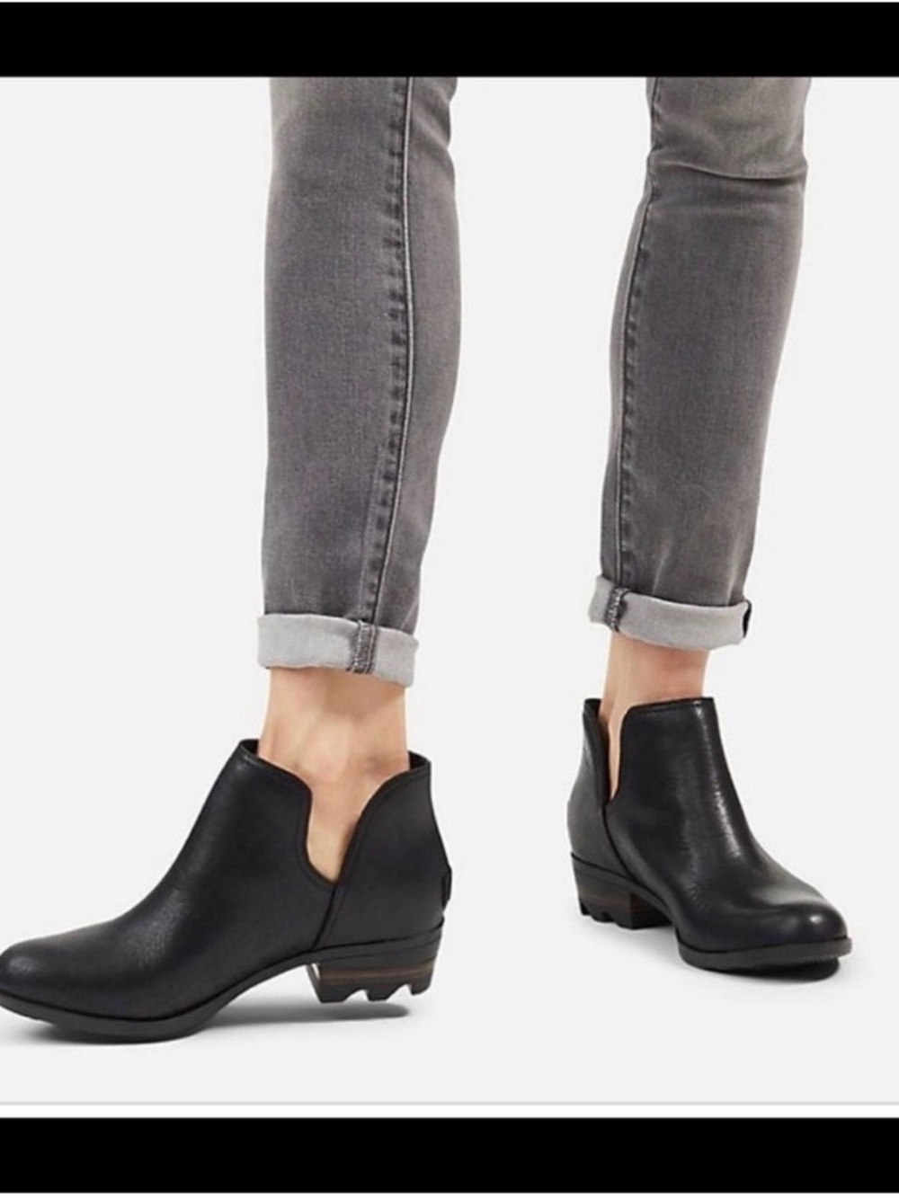 Sorel Black Leather Cutout Ankle Booties